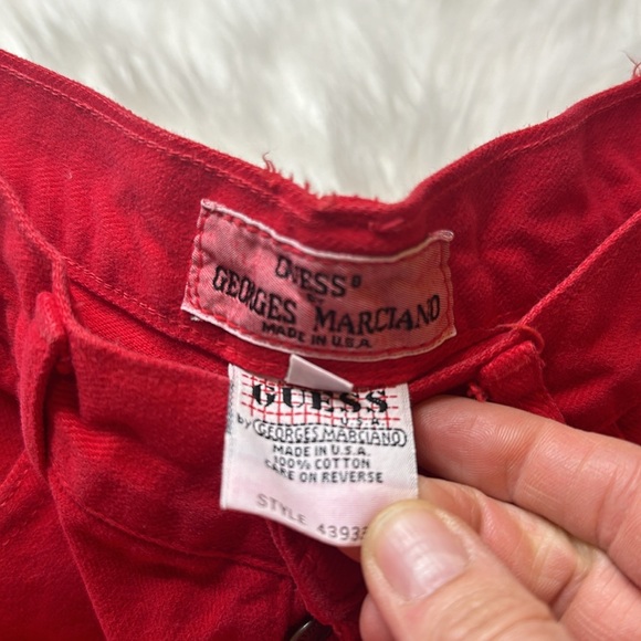 Vintage Guess Women's Red Denim High Waist Bermuda Shorts 100% Cotton 29 - Picture 7 of 12